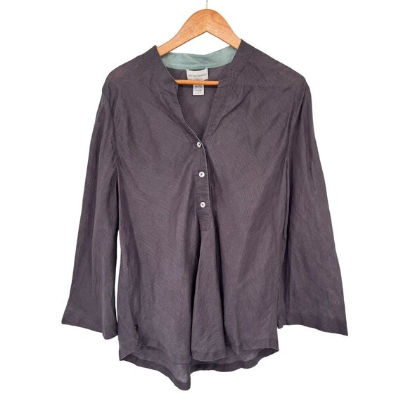 Soft Surroundings Womens Gray Linen Tunic Top 3/4 Sleeves Size Large - Picture 1 of 11